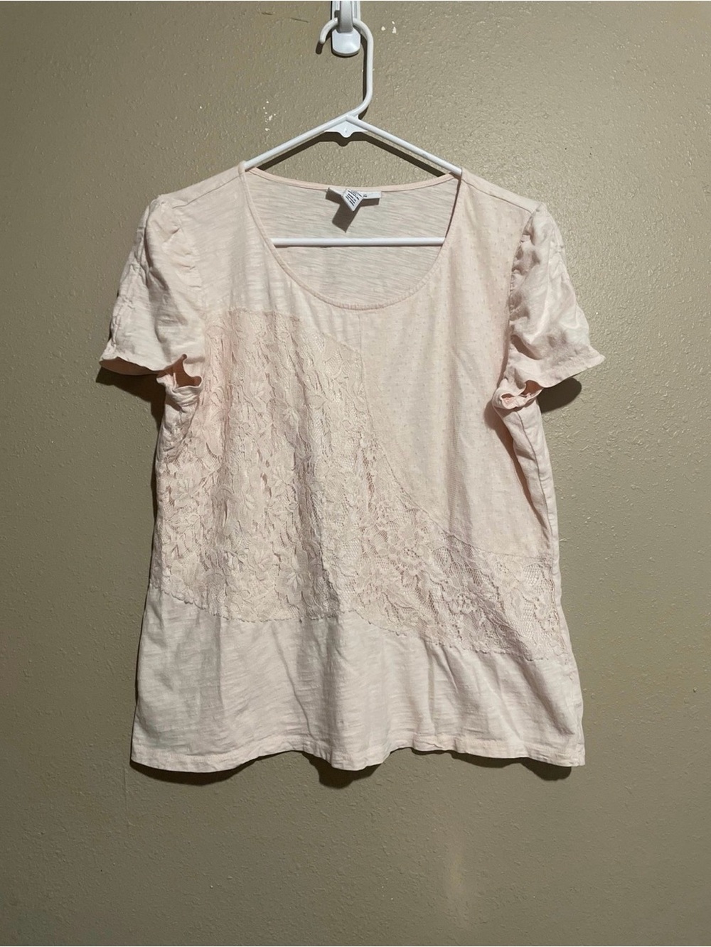 Light Pink Floral Short Sleeve Shirt Blouse Women’s XL